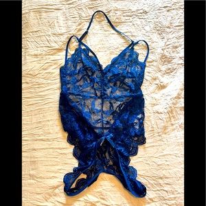 Shein Navy Lingerie Crotchless Bodysuit Size Large Never Worn